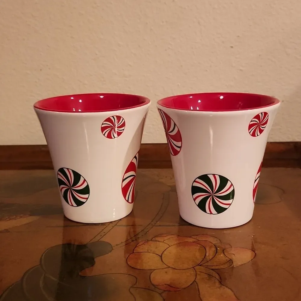 Pier 1 Imports Candy Cane Cup Mug 10oz. Set of 2